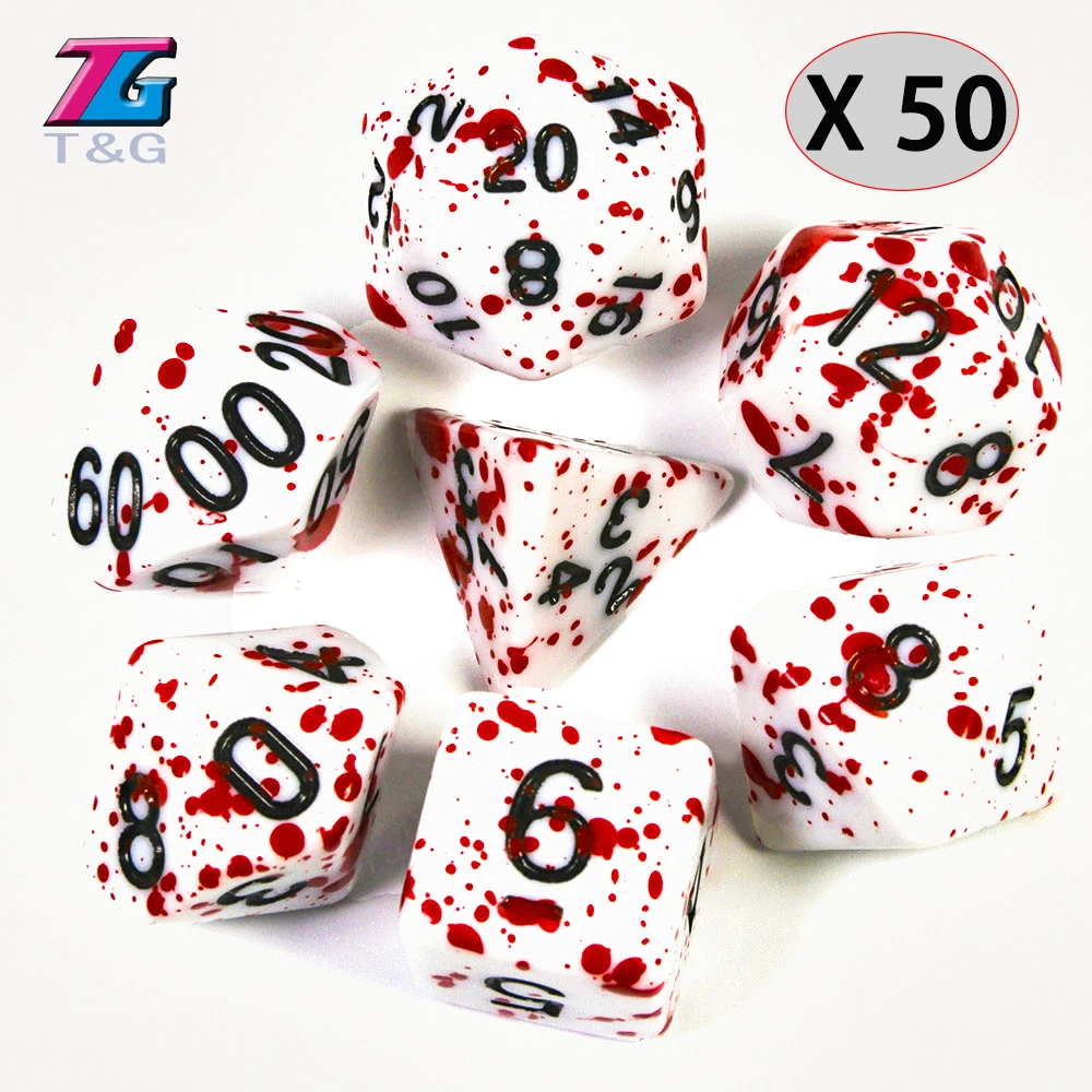 

50 sets=350 Dice Polyhedral Dice TRPG DND Games D4 D6 D8 D10 D12 D20 Multi Sides for Board Game