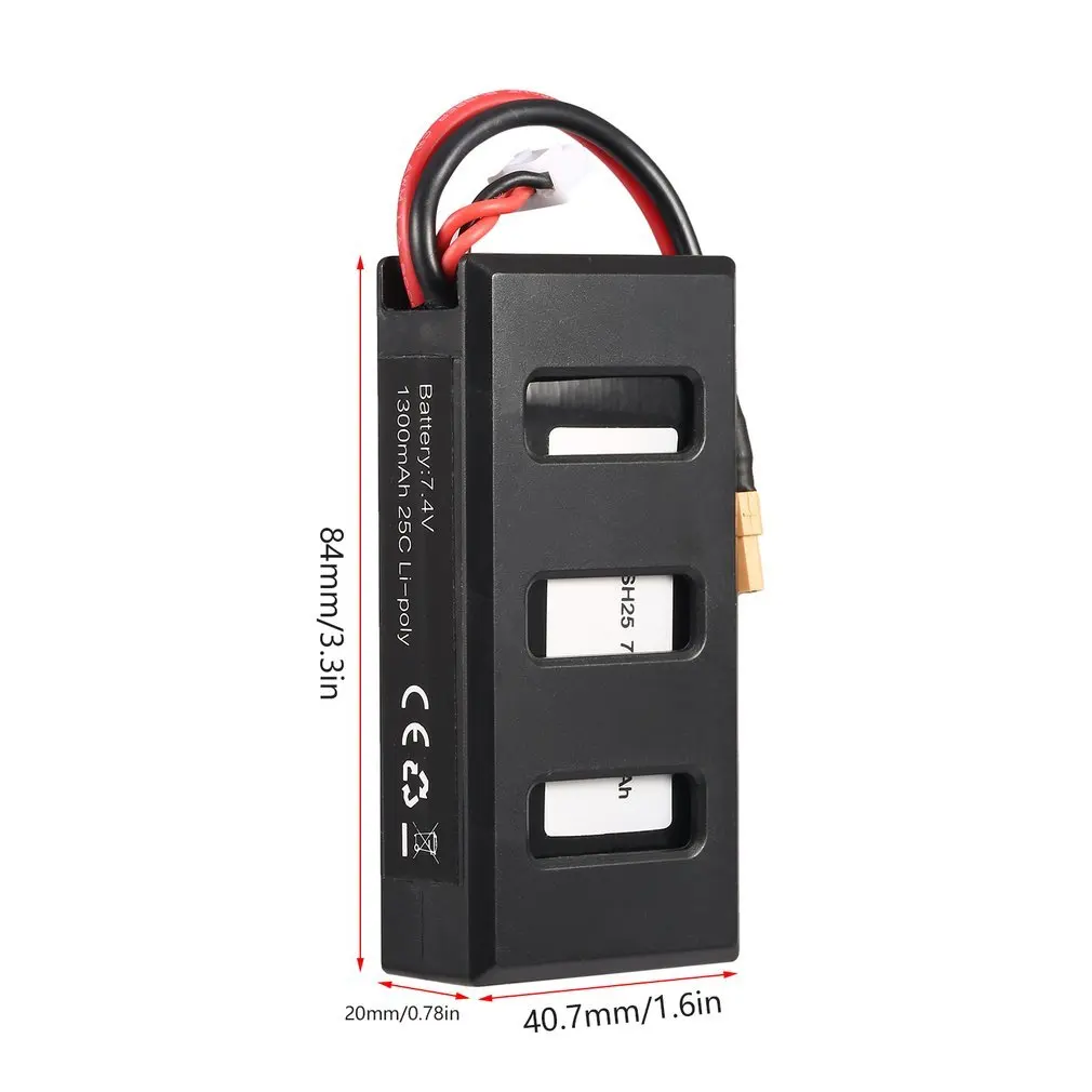 

MJX B6 Compact & Lightweight 7.4V 1300mAh 25C Li-poly RC Battery 903062 with XT30 Plug Connector for RC Drone Spare Parts