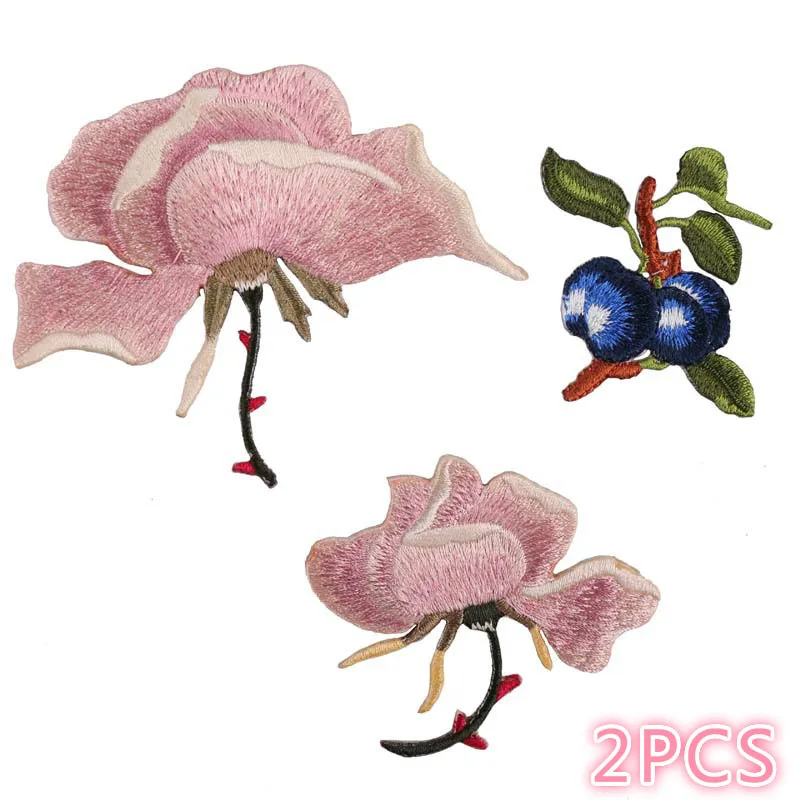 

Embroidered cloth pasted with computer embroidered seal boutique DIY lily flower blueberry clothes decoration patch pasted cloth