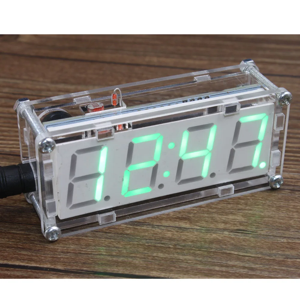 4-разрядный DIY светодиодный набор для электронных часов 0,8 дюймов цифровые часы-трубка с термометром почасовой сигнал Функция DIY Kit модуль