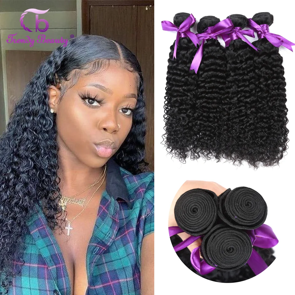 Перуанские кудрявые волосы 3/4 пряди 100% человеческие для наращивания Бесплатная