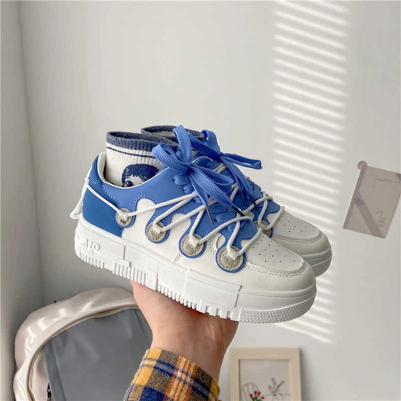 

New Sneakers Flats Women Shoes 2022 Spring Autumn Fashion Lace-up Sports Platform Walking Breathable Casual Ankle Shoes Female