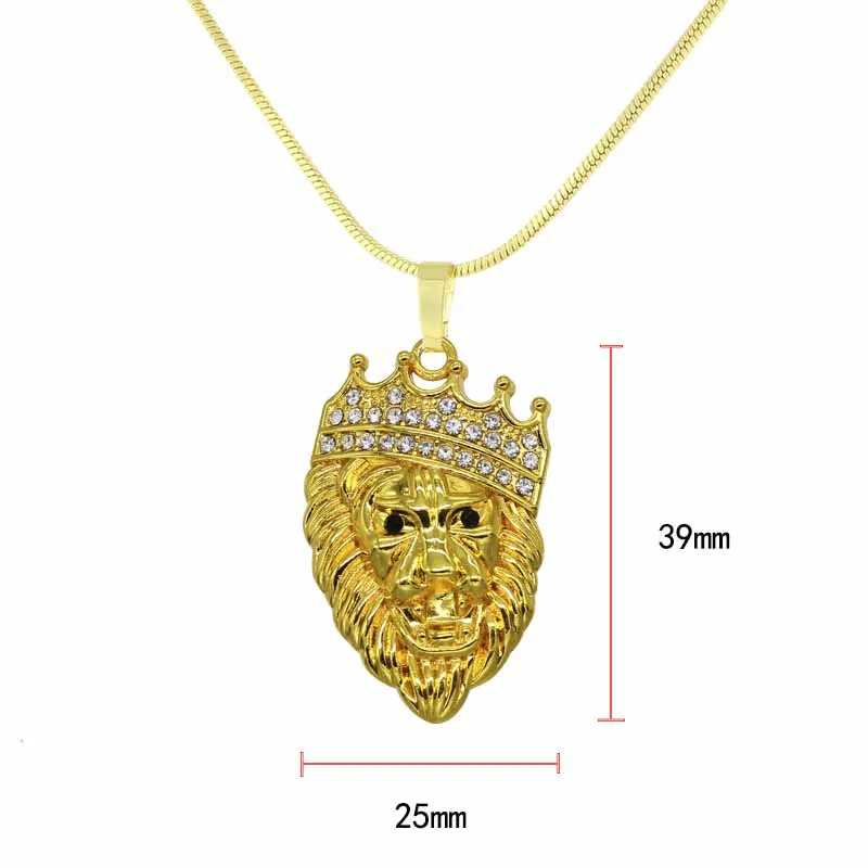 Оптовая продажа мужские Стразы со львом в виде короны подвеска льва хип-хоп