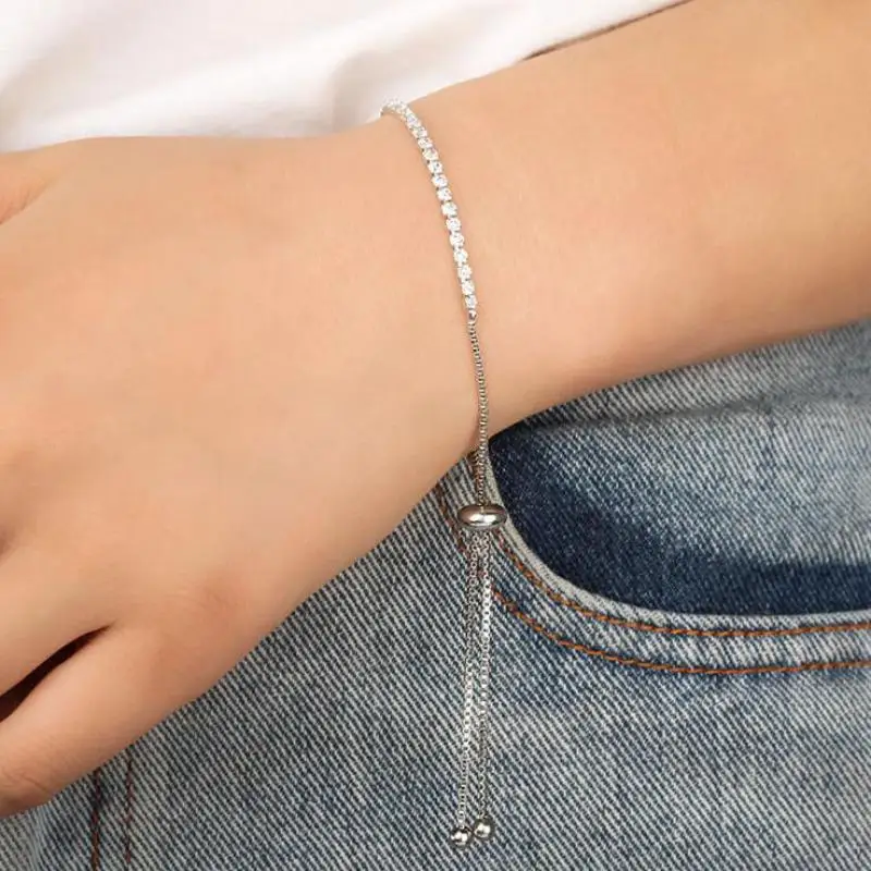 

Браслет стразы с кристаллами из циркония, женские простые регулируемые ювелирные изделия для рук, модный браслет, свадебные аксессуары для ...