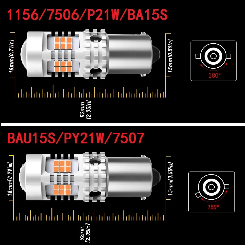 2 шт. 1156 BA15S P21W LED BAU15S PY21W автомобильная светодиодная лампа указателя поворота 7506 7507
