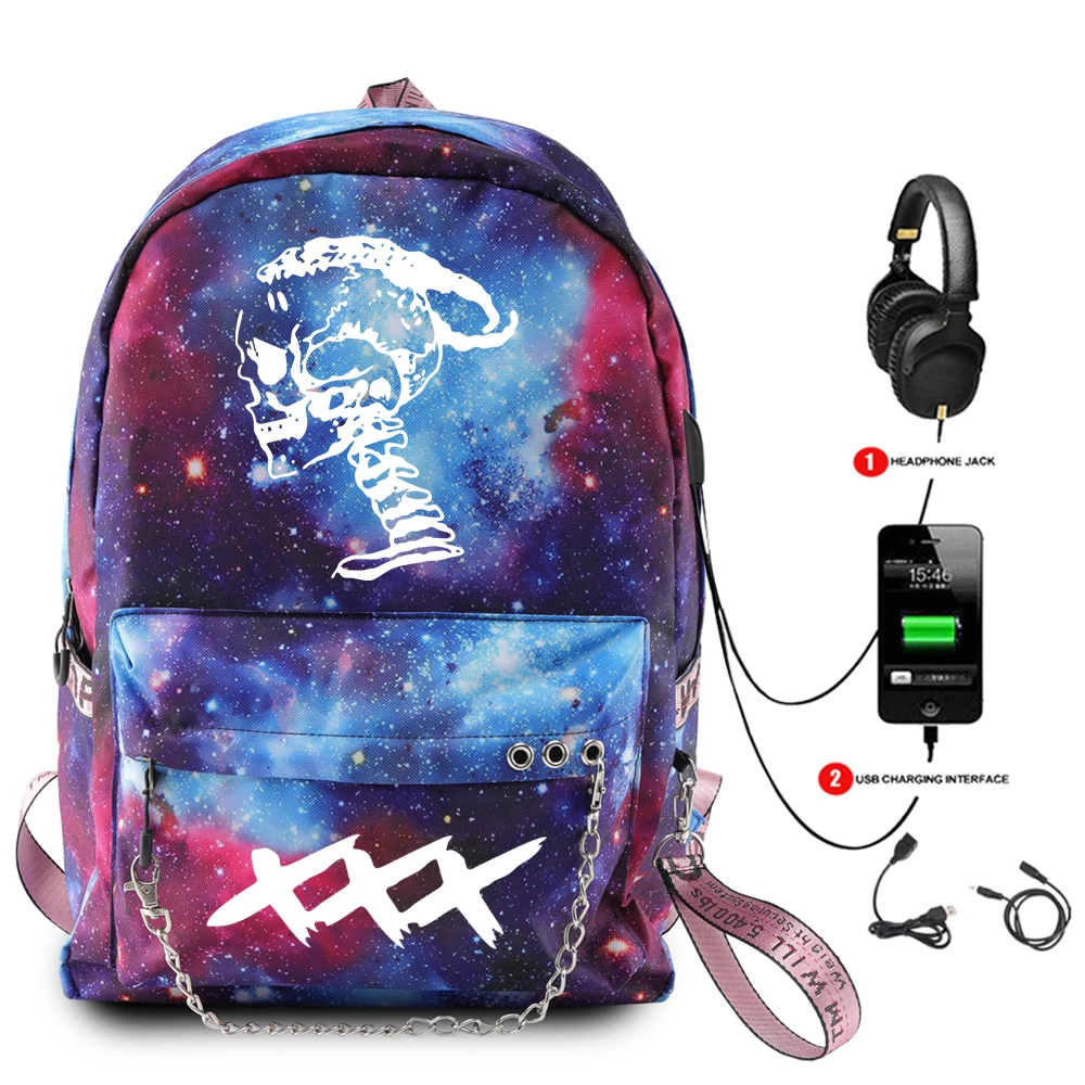 

Trendy Popular XXXTENTACION Backpack USB Laptop Travel Backpacks For School Teenagers Girls Student Waterproof Canvas Bags