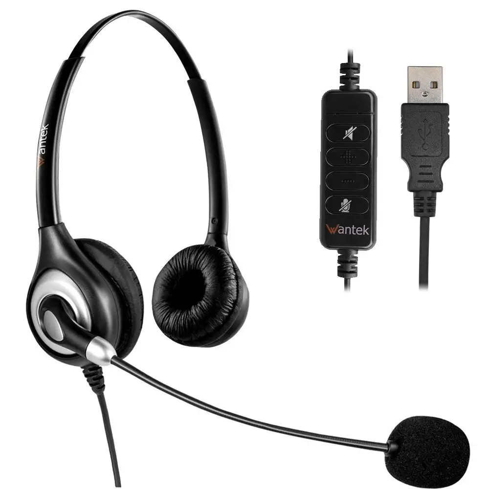 Wantek USB компьютерная гарнитура с микрофоном шумоподавления, проводные наушники, бизнес гарнитура для Skype, VOIP телефон, колл-центр - Цвет: USB UC602