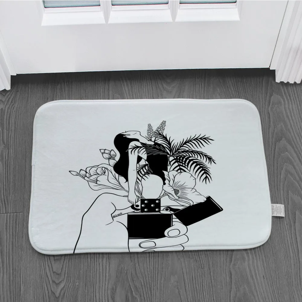 Черно-белый Графический Коврик для двери напольный коврик коридора входная