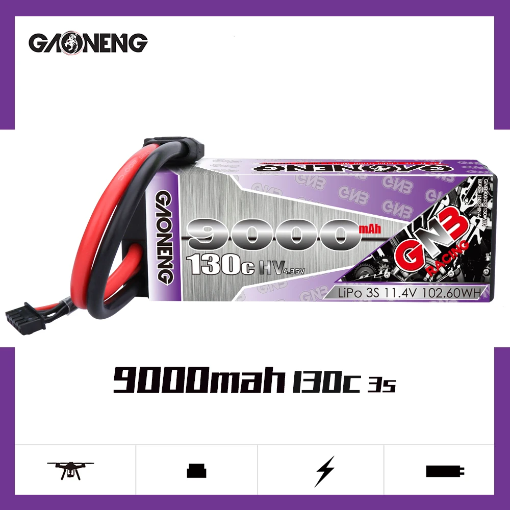 

Батарейный блок GAONENG GNB 9000 мАч 3S2P 11,4 в 130C LiHV LiPo с разъемом XT90 EC5 для четырехприводного радиоуправляемого автомобиля лодки