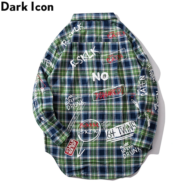 Темно икона граффити клетчатая рубашка мужская передняя короткая задняя длинная