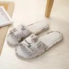 Домашние тапочки Льняные женские домашние с принтом Мужские летние шлепанцы для