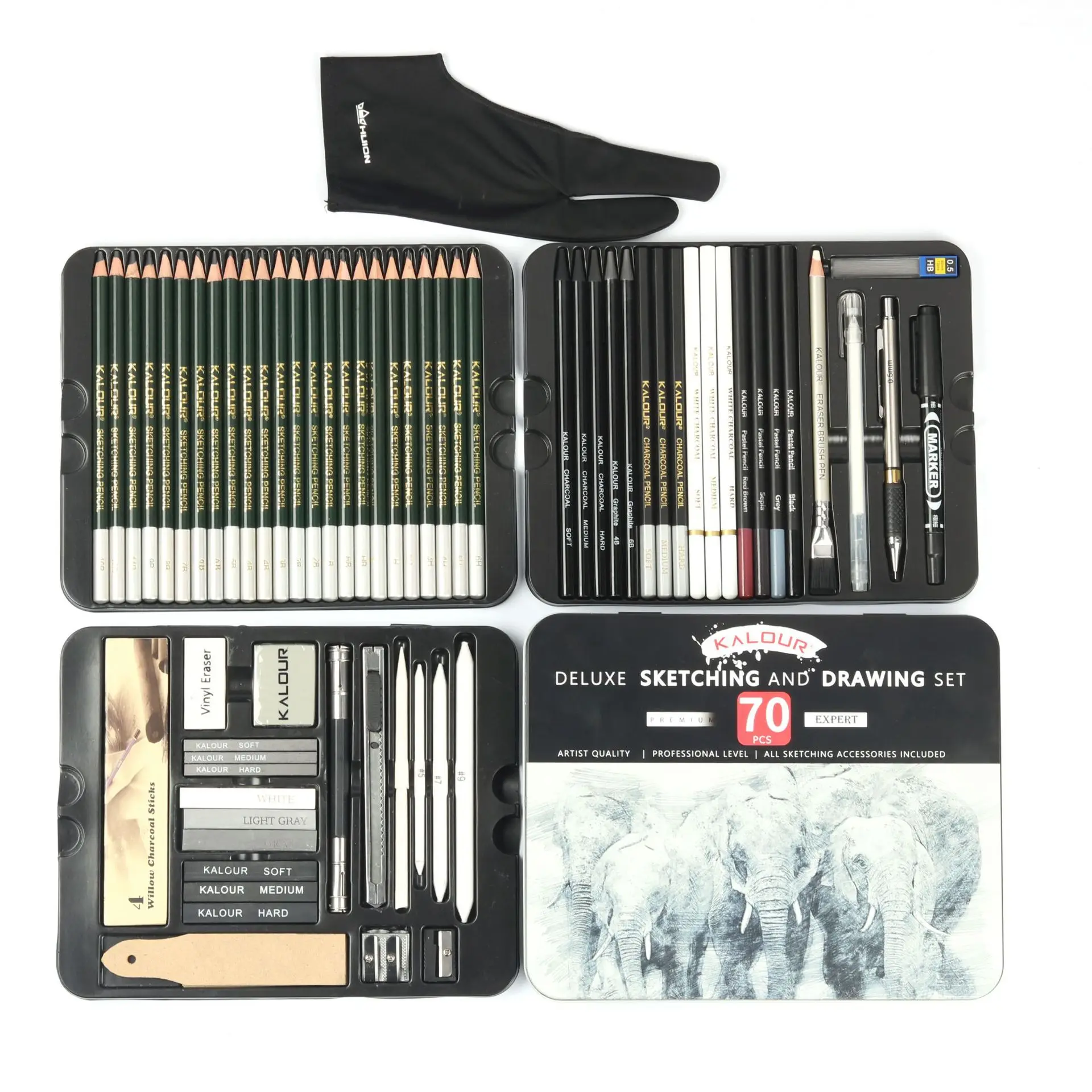 Professional 70Pcs Drawing Sketching Set Sketch Graphite Charcoal Pencils Tin Box Wood Pencils Set For Sketching Artist Supplies