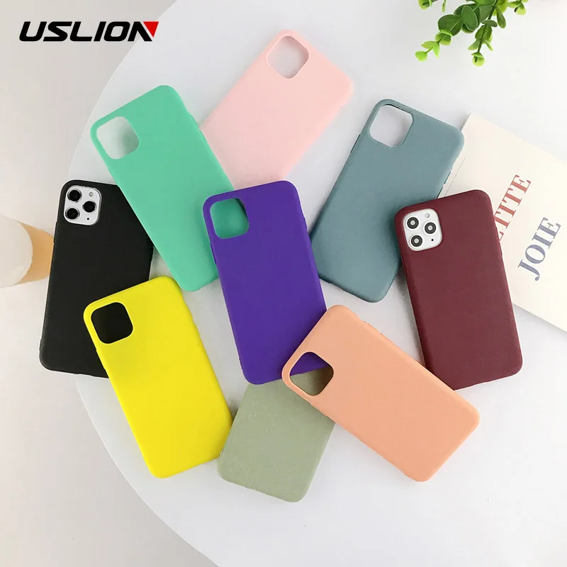 USLION чехол для телефона мягкий силиконовый iPhone 11 Pro Max X XS XR Xs 6 6s 7 8 Plus карамельные