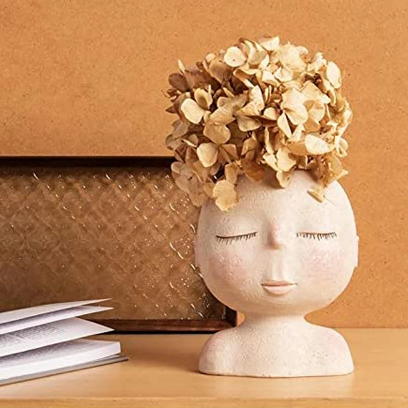 

2PC Statue Face Flower Pot, Bust Head Shape, Cute Flower Vase, Birthday Gift, Home Office Decoration