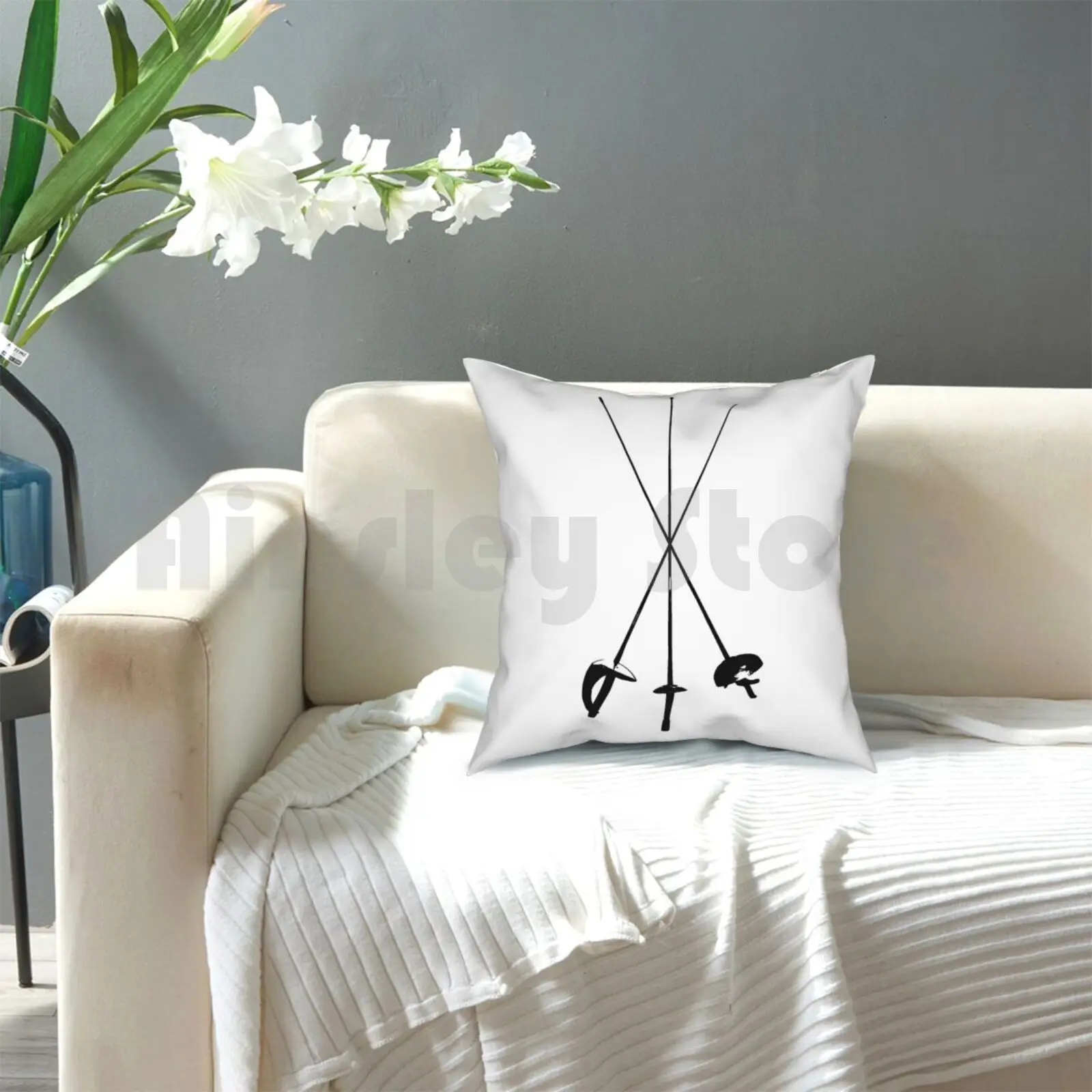 Sabre Foil Epee Pillow Case Printed Home Soft Throw Fencing Saber Jelliclekat Black White on - Наволочка с печатью для подушки на тему шпаги, рапиры и фехтования, мягкая и уютная, черно-белая "Джеликлекэт".