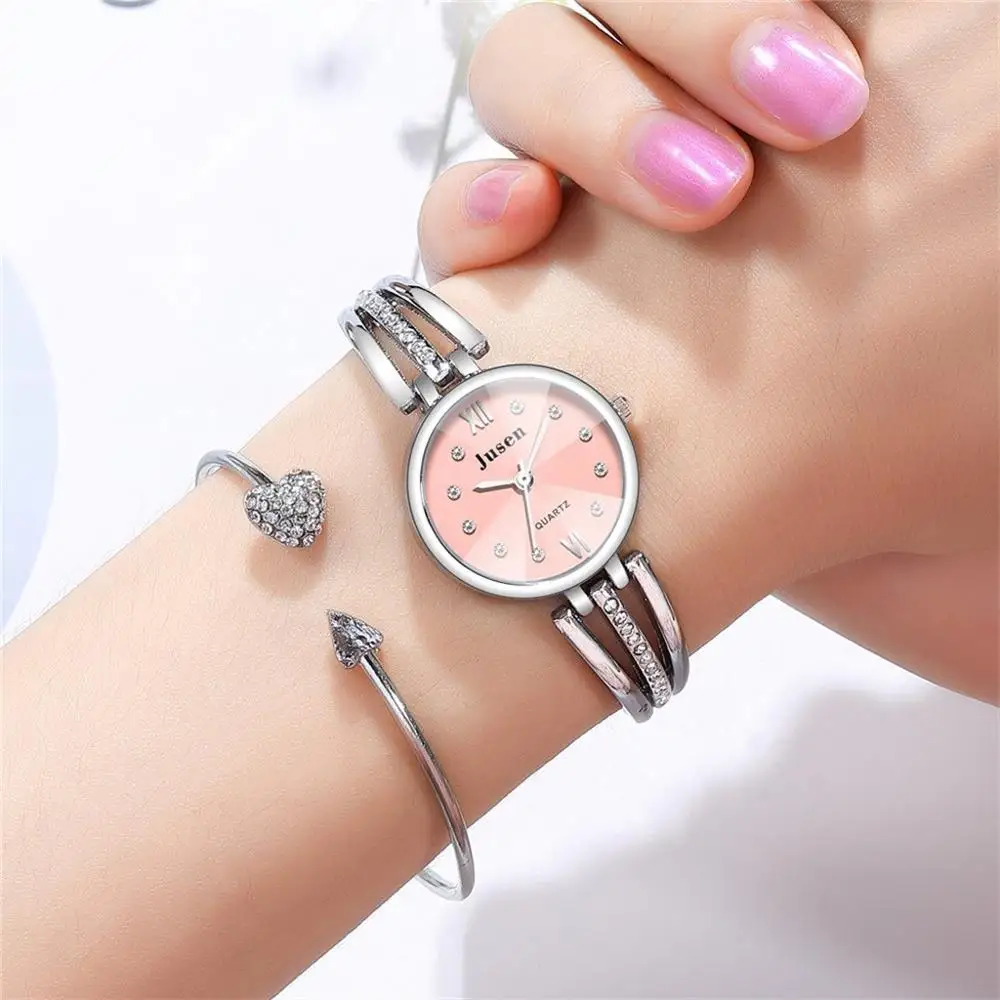 Тренд простой дизайн Роскошные модные брендовые женские часы браслет розовое