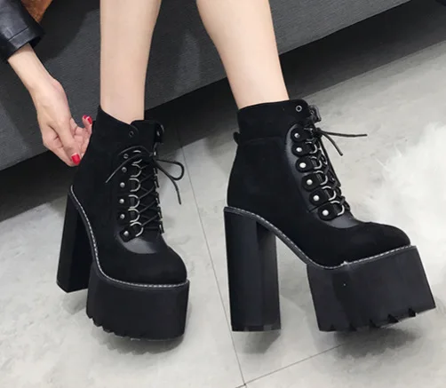 

Wholesale Black Ladies Boots Heel Spring Women Autumn Shoes Outerwear Round Toe Ankle Boots for Women Party Gift Nice