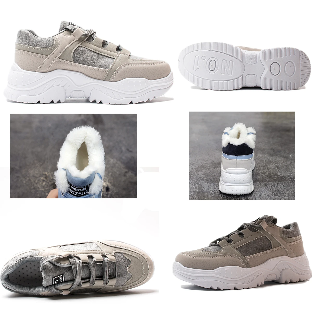 Koznoy/женские кроссовки Повседневные зимние плюшевые с мехом Сохраняющие тепло На