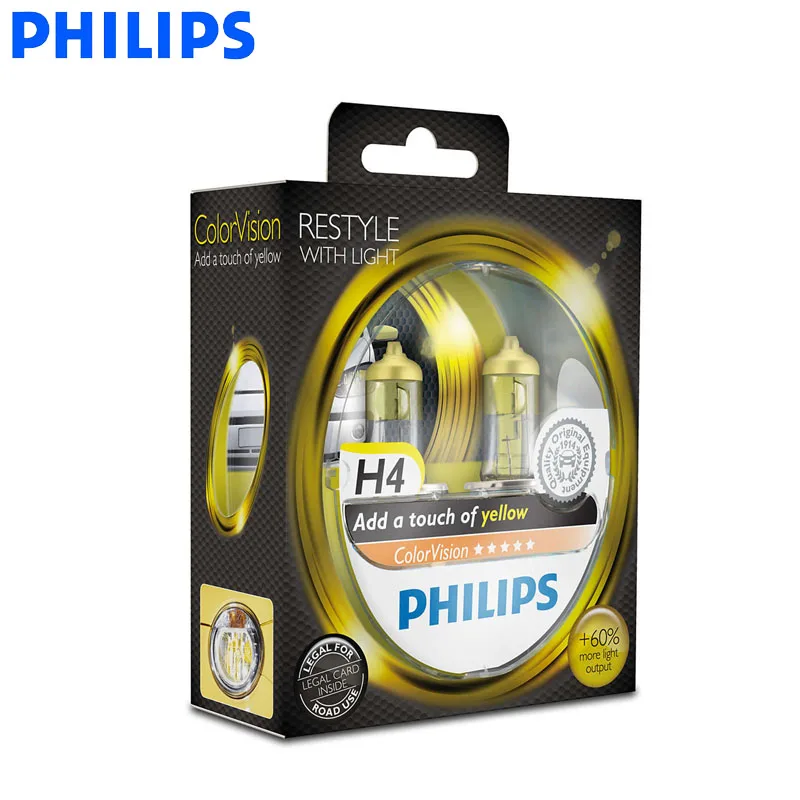 Лампы Philips H4 9003 12 В Автомобильные галогенные с ближним/дальним светом 60% белого