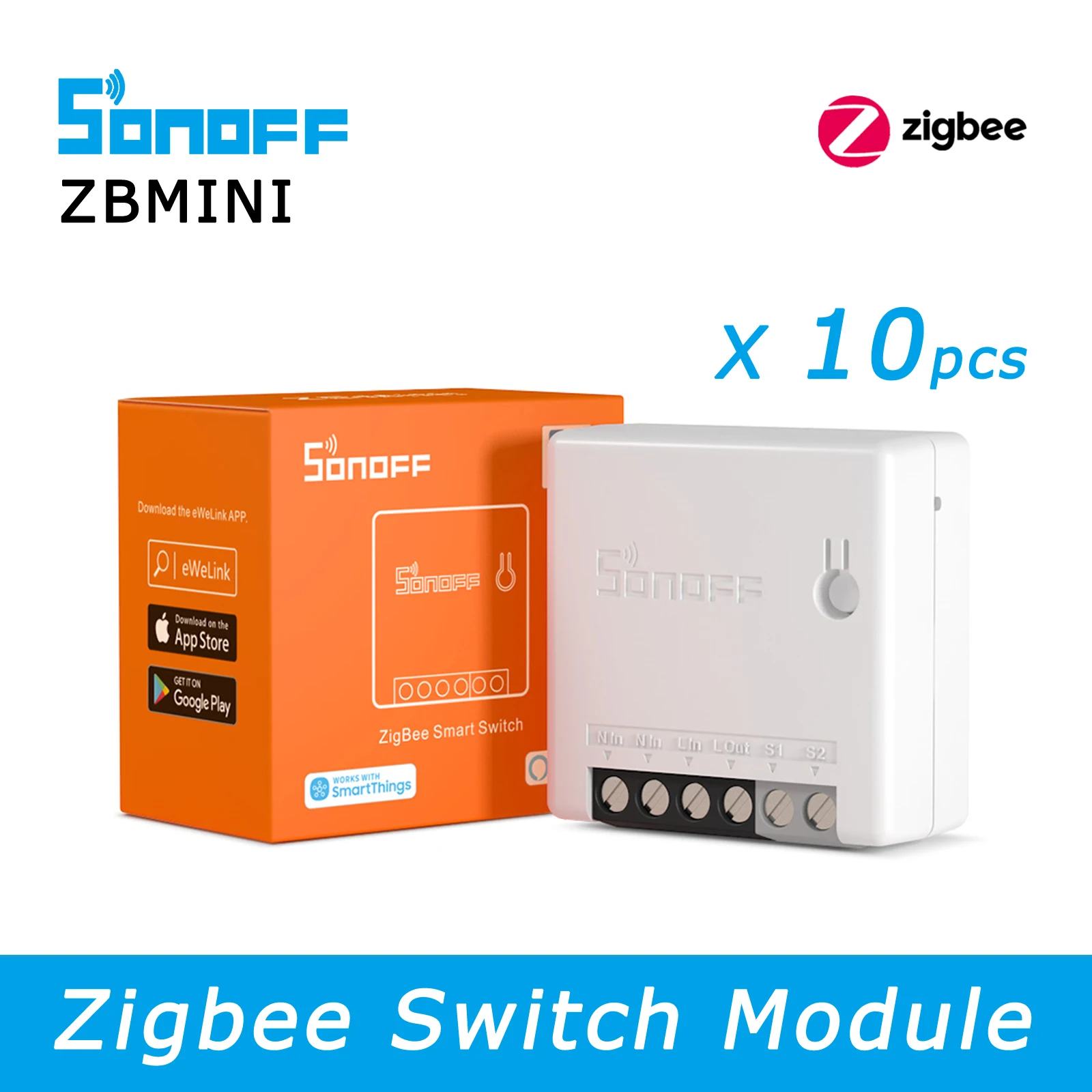 SONOFF ZBMINI Zigbee Switch Relay Module 2 Way, Support ZBBridge SmartThings Hub Philip Hue, Home Assistant via Zigbee2mqtt