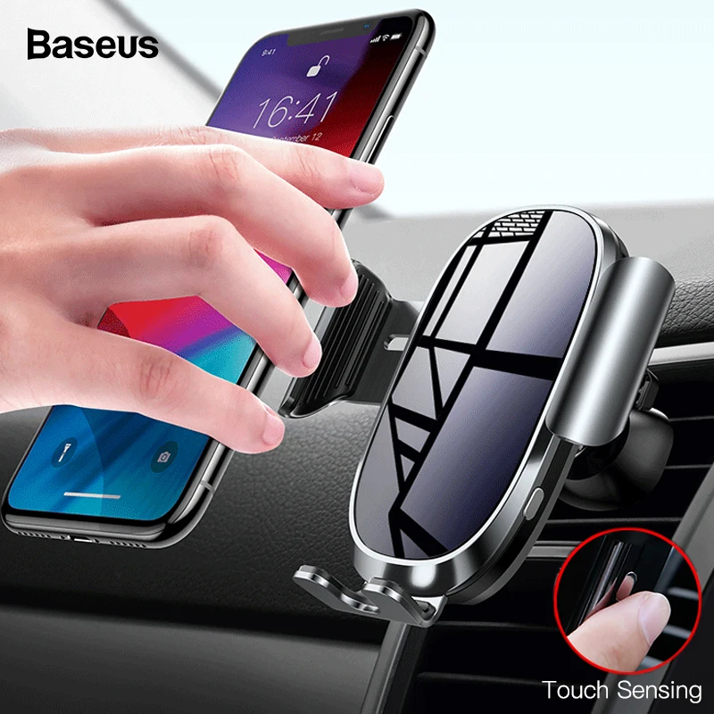 Автомобильный держатель для телефона Baseus с интеллектуальным зондированием для iPhone X XS Max XR samsung Gravity Air Vent, автомобильный держатель, подставка для мобильного телефона