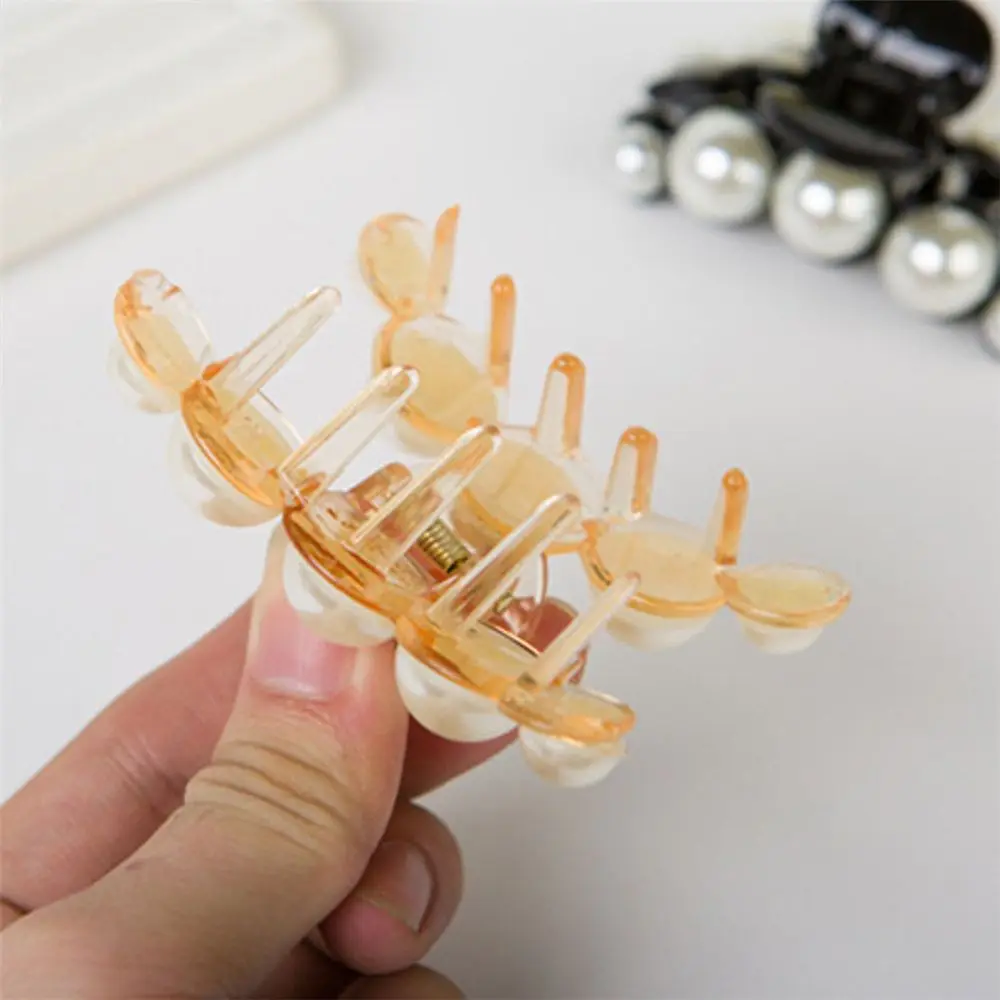 Заколки-крабы женские пластиковые эластичные с искусственным жемчугом 1 шт. |