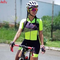 aofly womens cycling jumpsuit female cycling monkey bicycle skinsuit short top female clothing riding shorts fitness triathlon