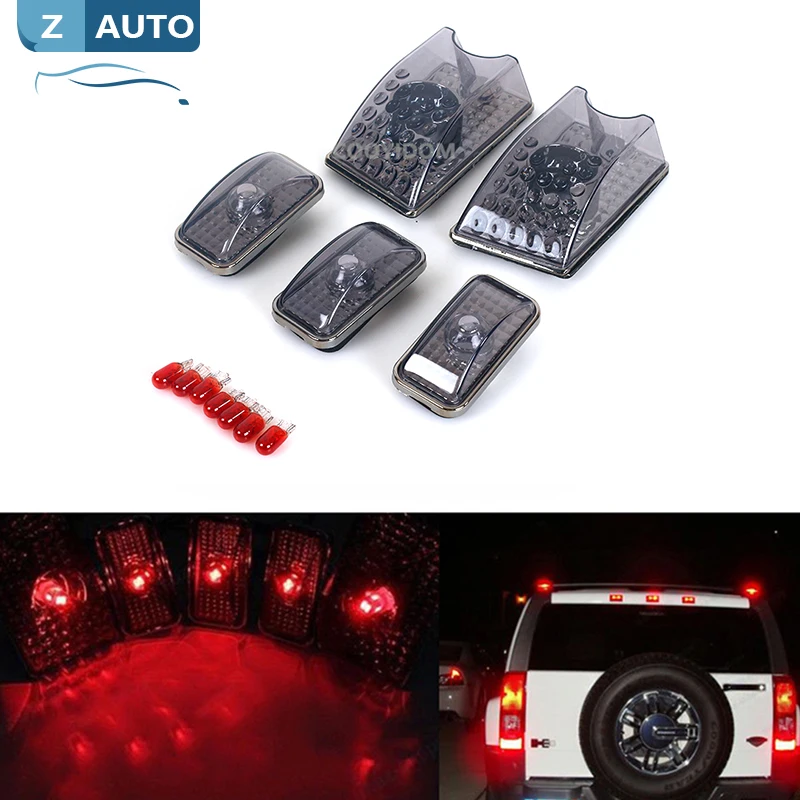 

5 pcs Red LED Light Bulbs For Hummer H2 SUV SUT 2003-2009 Roof Cab Marker Cover & T10 5050-5SMD