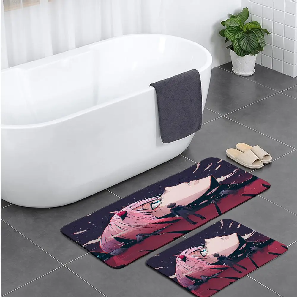 

Darling In The FranXX Anime Camper Carpet Bathroom Entrance Doormat Bath Indoor Floor Rugs Absorbent Mat Anti-slip Kitchen Rug