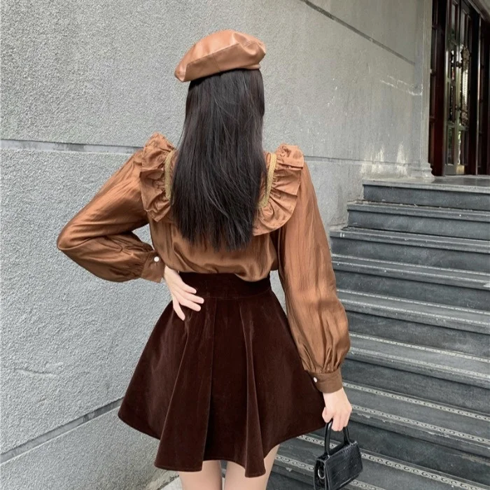 Женская юбка осень 2021 новый стиль маленький Гонконгский Стиль французский Ретро
