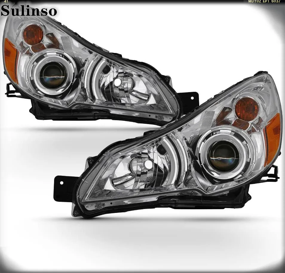 

Sulinso Fits For Chrome 2010 2011 2012 2013 2014 Subaru-Legacy Outback Headlights Headlamps 10-14 Driver + Passenger Side