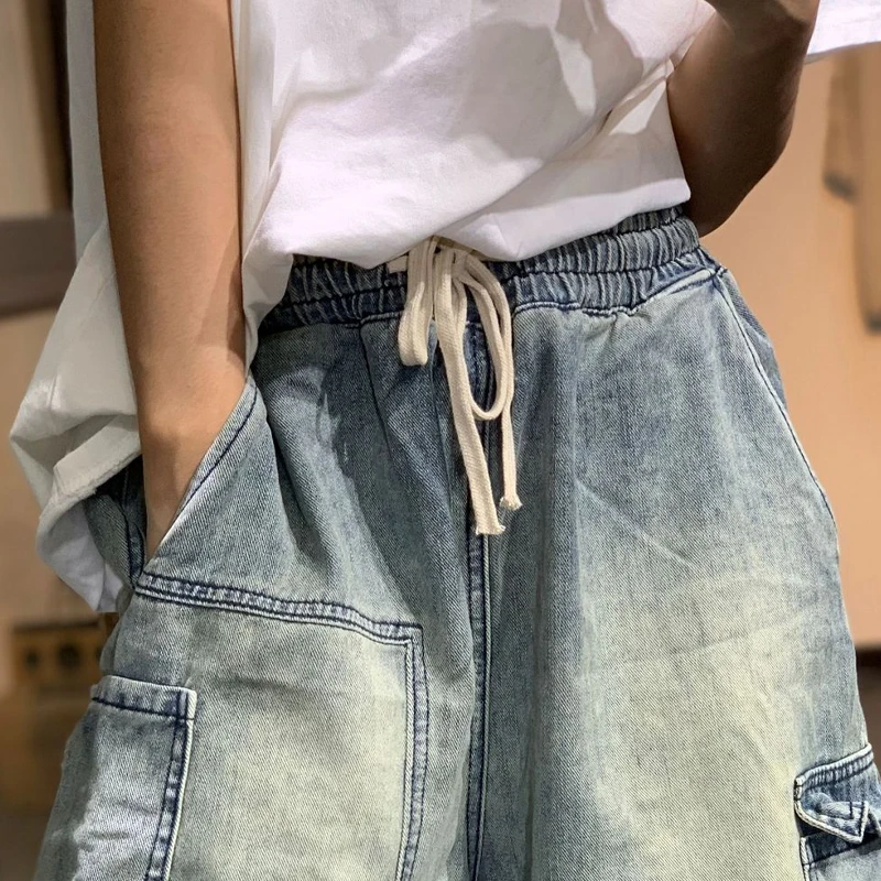 

SOUL OF TIGER 2021 European Fashion Summer Women Vintage Denim Shorts Ladies Causal Loose Jeans Female Punk Trousers Plus Size