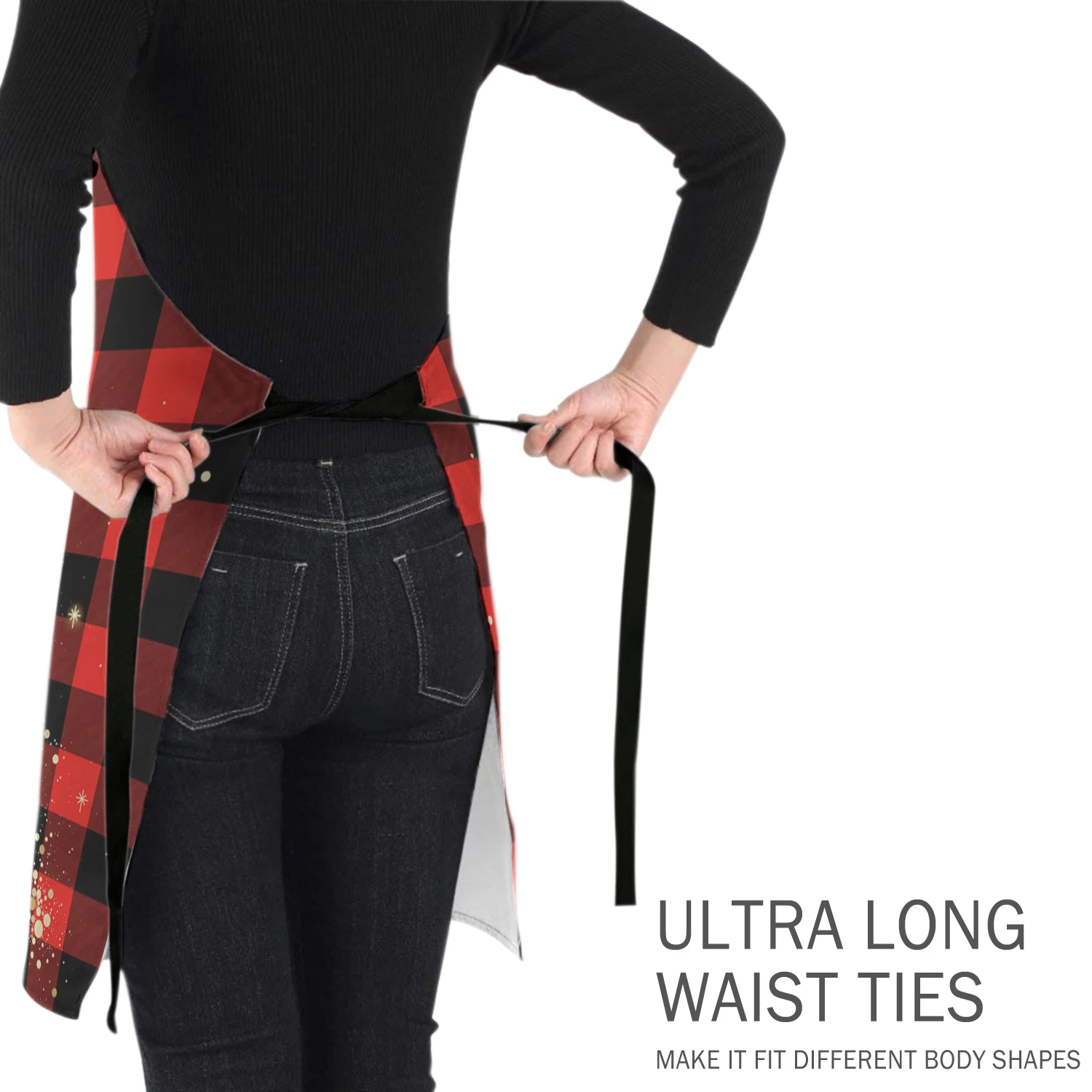 Фартук для кухни красный черный в клетку буйвола рождественские новогодние