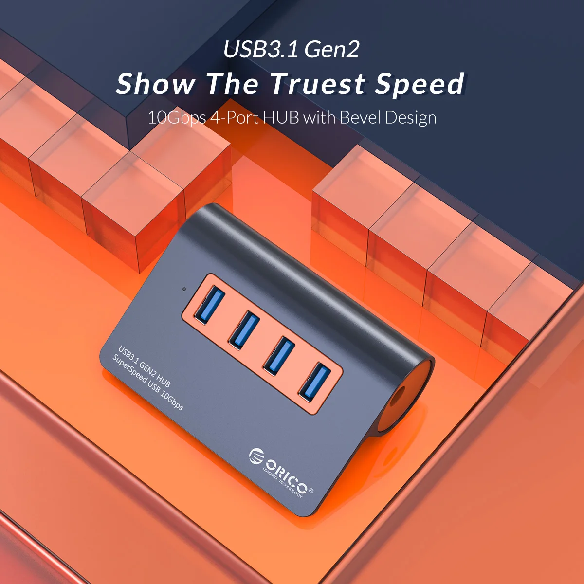 ORICO 4 порта USB3.1 Gen2 концентратор USB C Gen2 алюминиевый концентратор 10 Гбит/с SuperSpeed с 12 В адаптер питания для Mac Pro huawei samsung