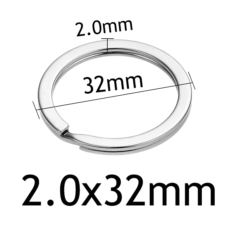 Flat 2.0x32mm 10 шт./лот Нержавеющая сталь Отверстие Ключ Брелок для ключей 20/23/25/28/30/33/35 мм Для женщин Сталь круглый Разделение милый брелок подарки для Для мужчин - Цвет: Flat 2.0x32mm