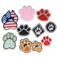 1 pcs exquisite dog paw prints patches for clothes iron on embroidered fabric cartoon logo applique diy apparel accessory