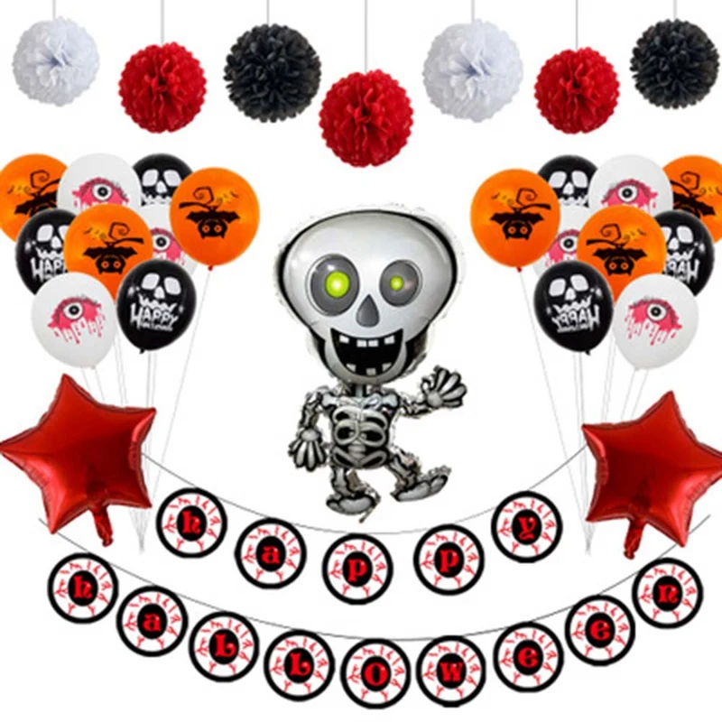 Вечерние украшения на Хэллоуин висячие наклейки татуировки воздушные шары пауки