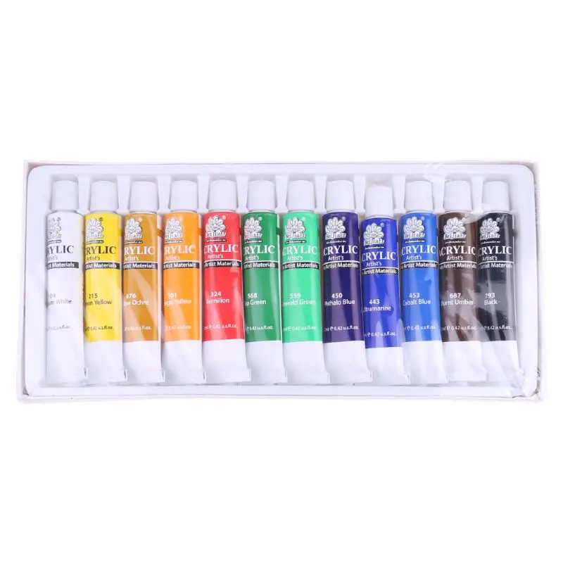 

12 Colors 12ML Tube Acrylic Paint set Art Painting Drawing Tools For Kids DIY