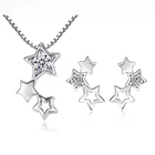 925 стерлингового серебра ювелирные наборы простой циркон Звезда Ожерелье + серьги для женщин подарок для девочки