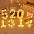 Светящийся светодиодный ночник с буквами 0-9, лампа с алфавитом и цифрами на батарейках, украшение для романтической свадебной вечеринки, светильник льник с буквами