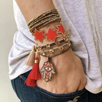 bluestar women bracelet red star pulseras mujer moda fatima hamsa hand fashion handmade miyuki crystal bead armband