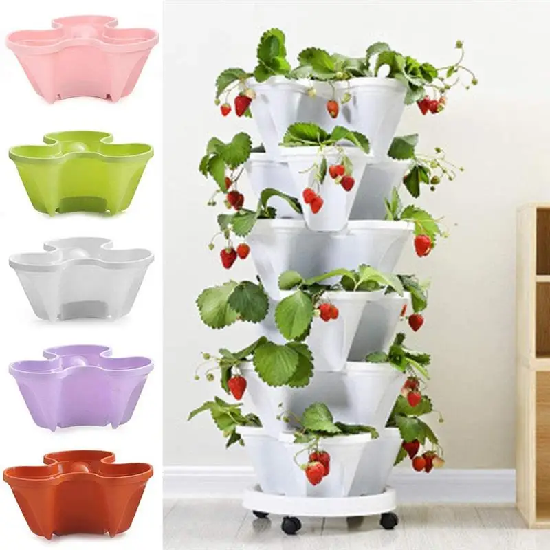 

Superimposed 3D Flower Pot Multi-layer Strawberry Basin Plastic Planter