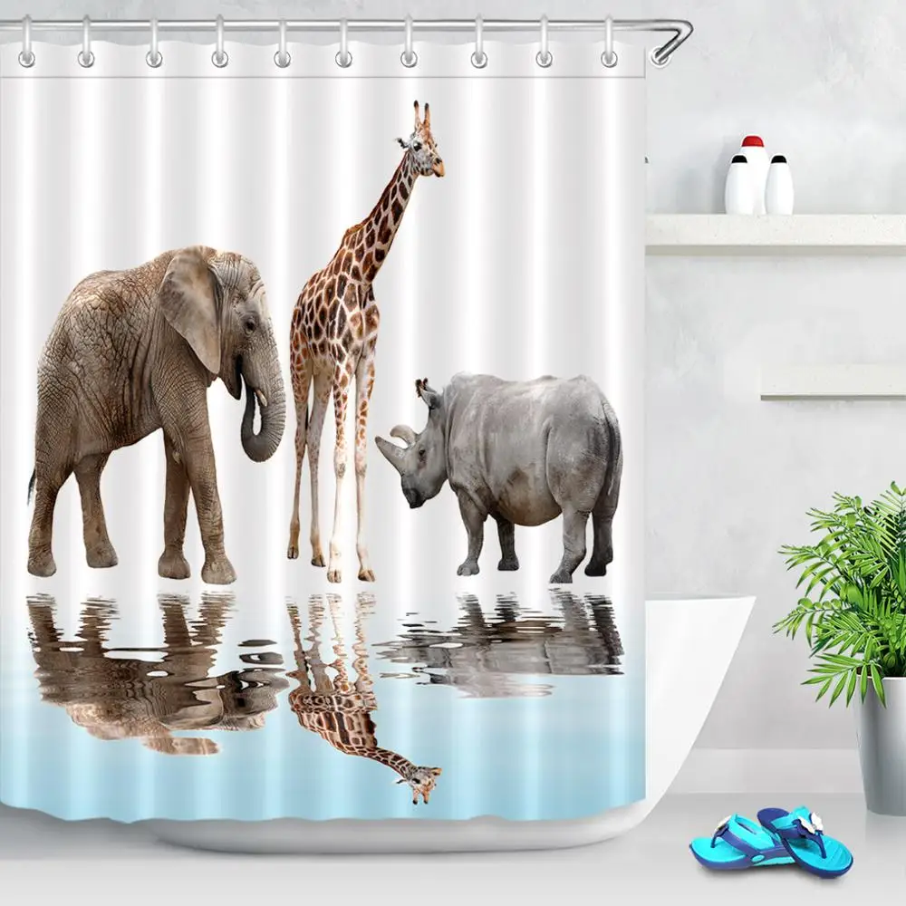 LB белая сибирская Тигр занавеска для душа слон дикие животные природа ванной
