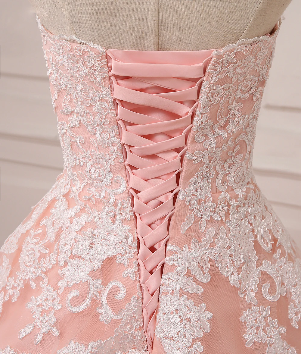 Adln 2017 Цвет Свадебные платья кораллового цвета Милая рукавов Тюль бальное платье