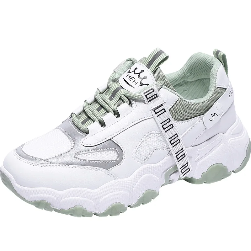

Platform Sneakers Woman Chunky Breathable Sports Running Shoes Fashion Rainbow Dad Mesh Platform Ladies Casual Flat 2021