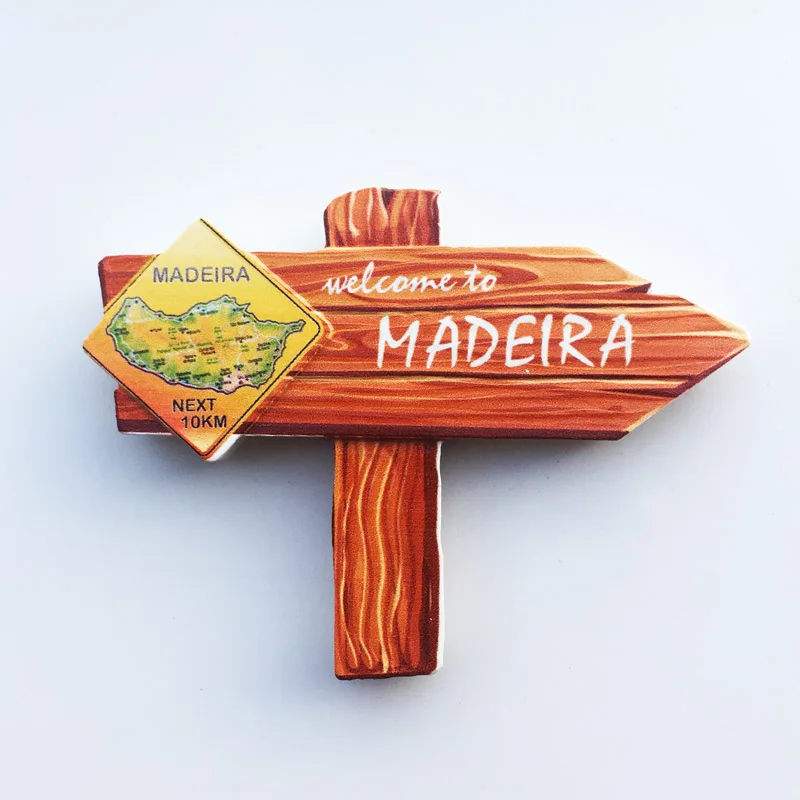 

QIQIPP Portugal Madeira Islands creative map road sign tourism commemorative decorative crafts magnetic refrigerator sticker