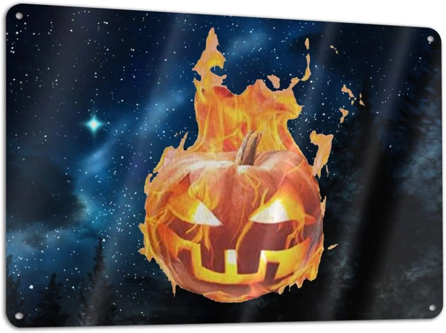 

AIDANDAN Halloween Flame Pumpkin Head Old Design Tin Signs Vintage Metal Tin Signs for Wall Art Decor for Home Bars Clubs Cafes