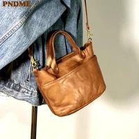 pndme luxury natural genuine leather womens small handbag original vintage real cowhide female cute shoulder messenger bag