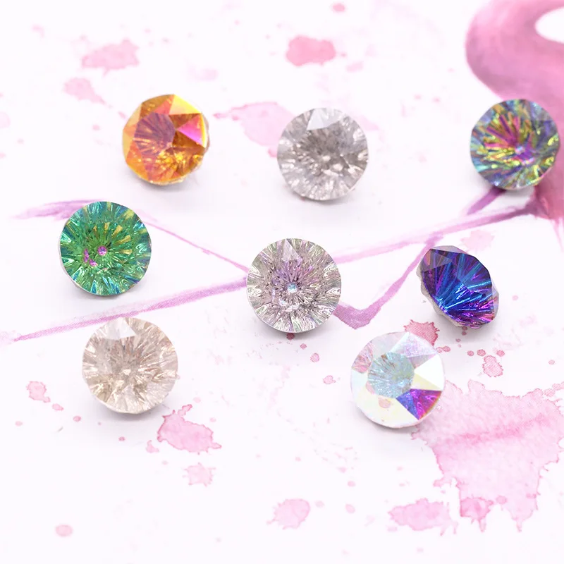 

Pipatian10Pcs Gemstone Flower Fancy Stone Nail Art Rhinestone Self Adhesive Crystal Nail Parts Korea Glue on Diy Crafts Stone