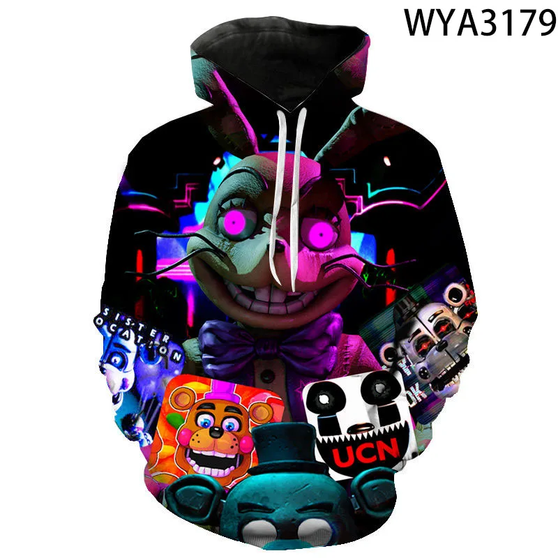 

2021 New 3d Printed Fnaf Hoodies Boy Girl Kids Pullover Hooded Casual Men Women Children Sweatshirts Pullover Streetwear Fashion
